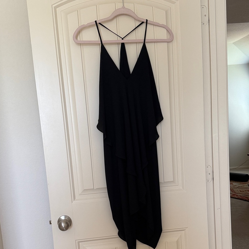 Olivaceous Black Asymmetrical Dress